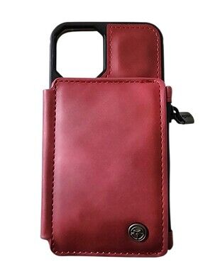 CaseMe Maroon Burgundy Leather Wallet Case For iPhone 12 5.4in
